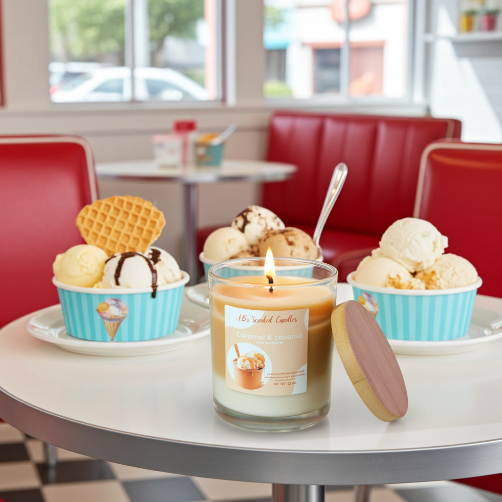 Coconut caramel Ice Cream Candle