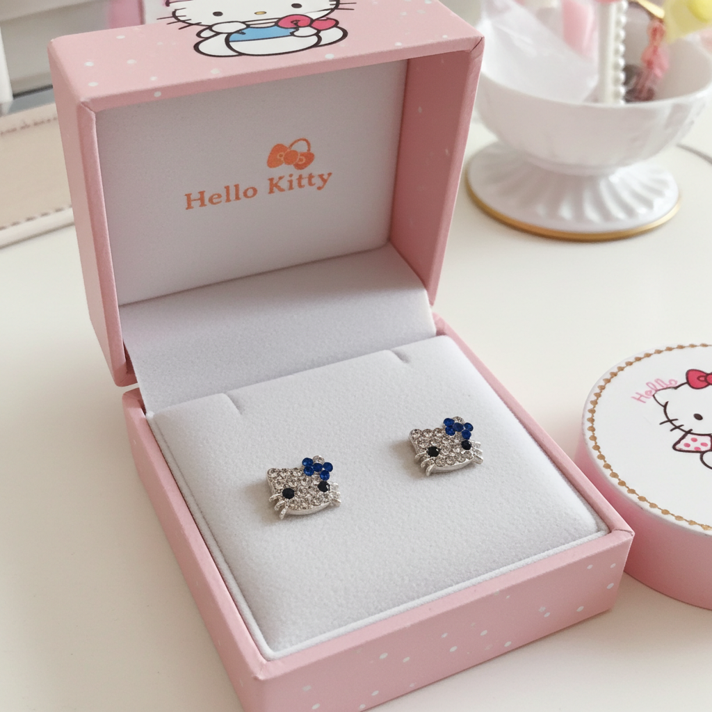 Hello Kitty cz diamond earrings