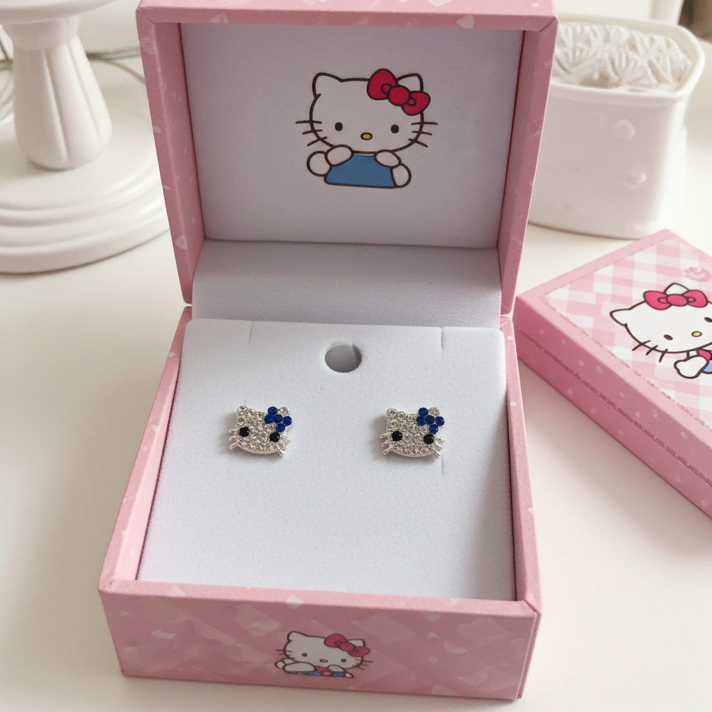 Hello Kitty cz diamond earrings