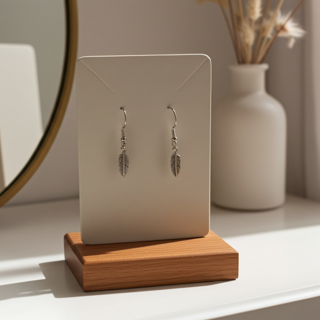 Silver feather earrings