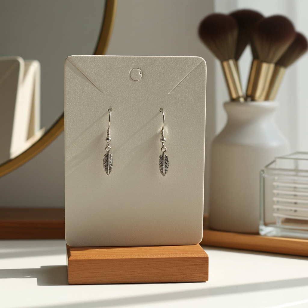 Silver feather earrings