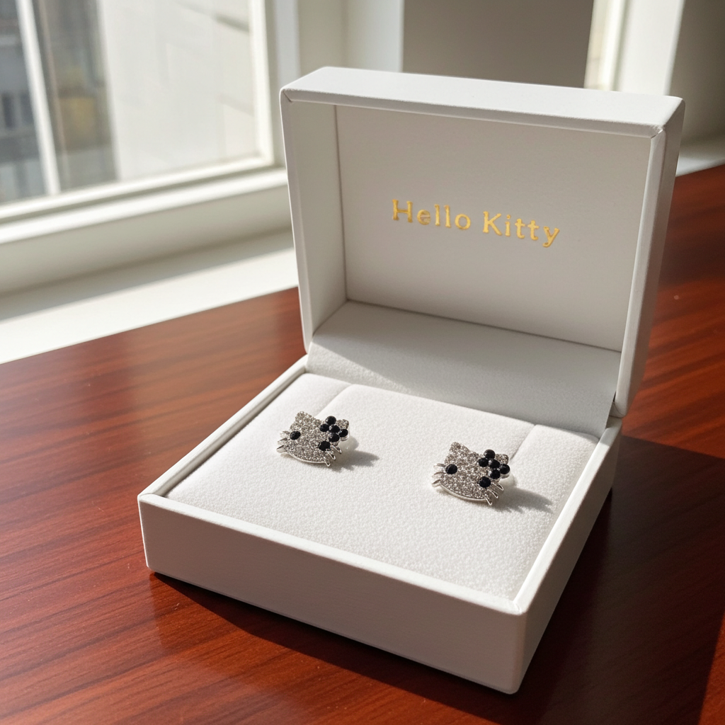 Hello Kitty cz diamond earrings