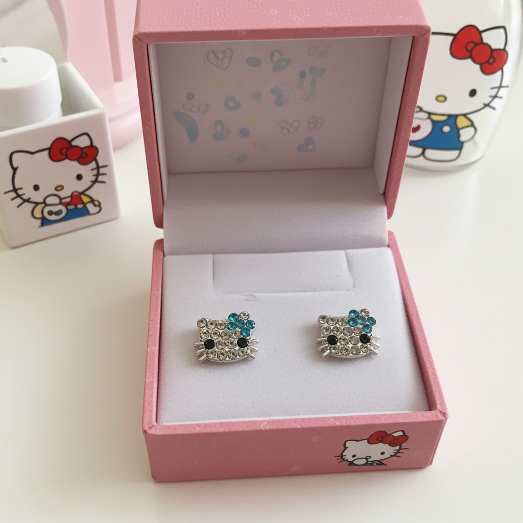 Hello Kitty cz diamond earrings