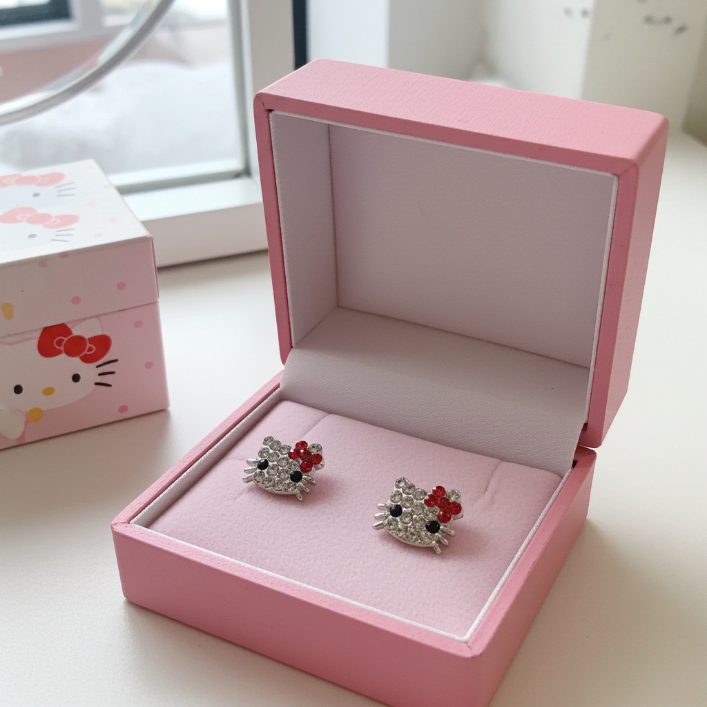 Hello Kitty cz diamond earrings